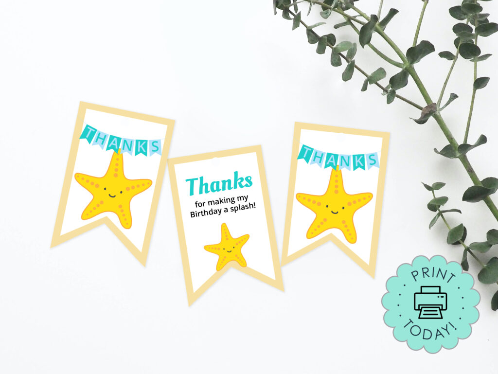 Under the sea themed party favor thank you tags